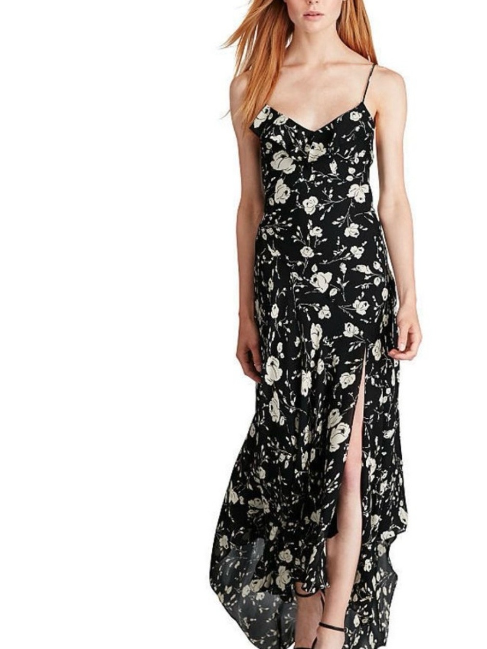 Polo by Ralph Lauren Spaghetti-strap Floral-print Maxi Day Dress in Black